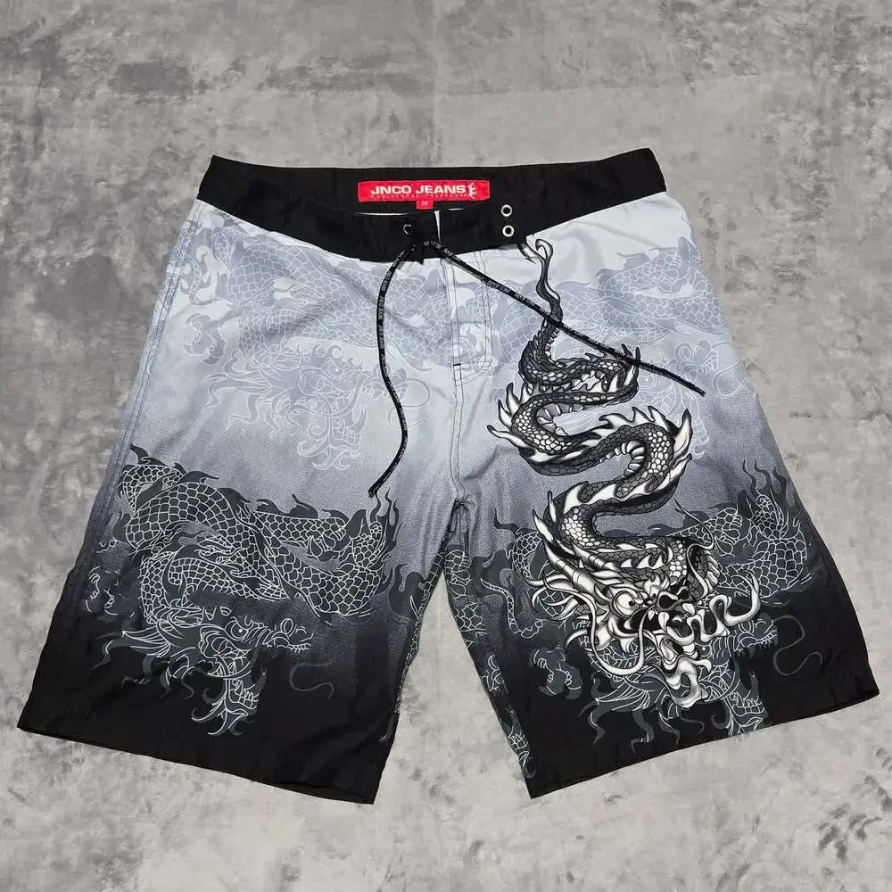 JNCO Jeans Men's Dragon Print Board Shorts
